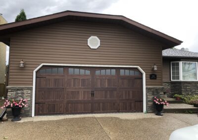 Brown sideway doors